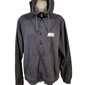 Vtg Nike Spell Out Full Zip Navy Hooded Sweatshirt sz M